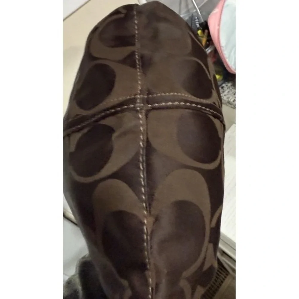 Coach Soho Hobo Bag Purse Vintage Dark Brown Slouchy Jacquard,‎ Signature